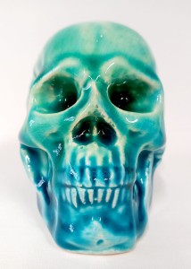 Handmade ceramic skull figurine