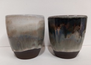 Set of 2 handmade ceramic cups 260ml, BLACK & WHITE