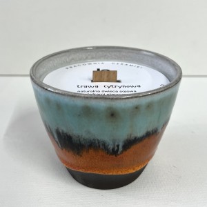 Soy candle lemongrass in handmade ceramic cup-40h burn time