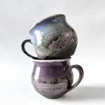 2 pcs 320ml Wheel-Thrown Cups – PURPLE SPLASH